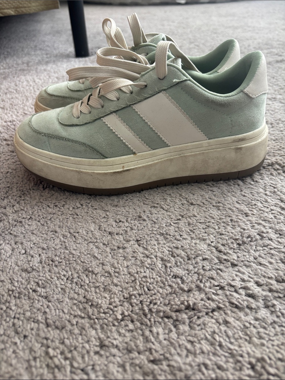 Women’s Platform Sneakers in Mint Green and White